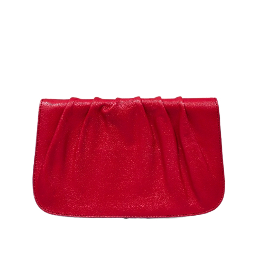 BAEKGAARD Genuine Leather Gathered/Ruched Clutch Style Handbag - Picture 2 of 14